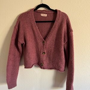 Pink knit cardigan with buttons